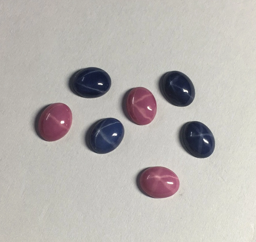 Blue Sapphire Flat Back Cabochon Lab Created Star Sapphire Round Loose Gemstones