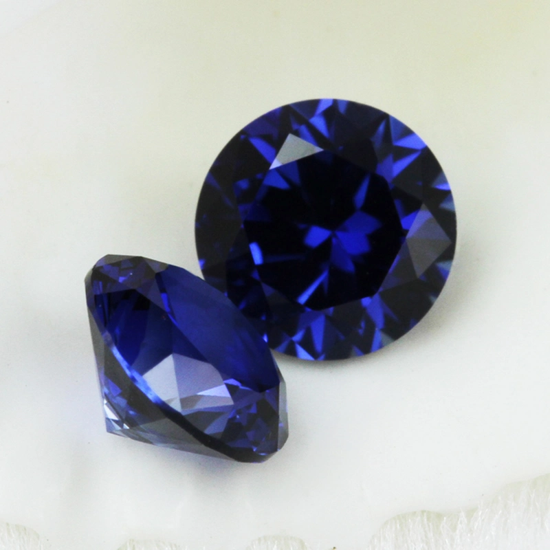 Wholesale Round Brilliant Cut/ Fancy Faceted Cut 33# Sapphire Blue Corundum Loose Gemstones Synthetic 34# Blue Sapphire Corundum